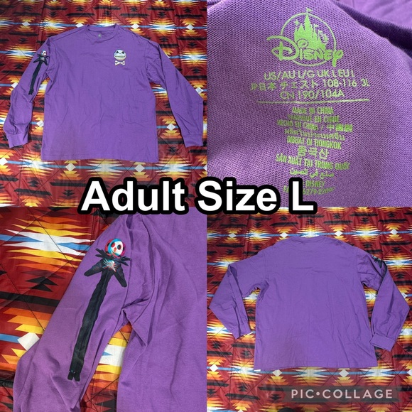 Disney Other - Disney Jack Skellington Holographic Effect Purple Long Sleeve Shirt Adult Large